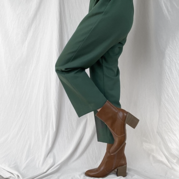 Brown Leather Heeled Ankle Booties